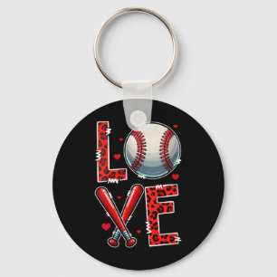 Womens Love Baseball Player Team Valentines Day Co Key Ring