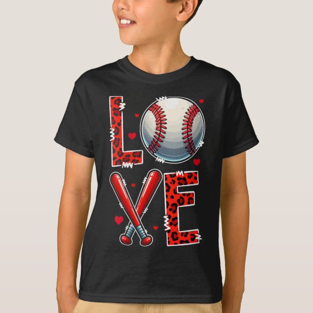 Womens Love Baseball Player Team Valentines Day Co T-Shirt (Front)