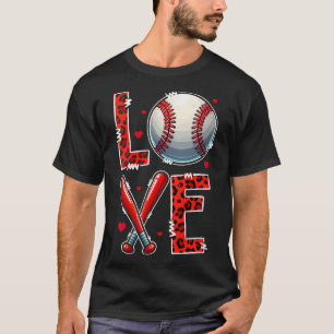 Womens Love Baseball Player Team Valentines Day Co T-Shirt