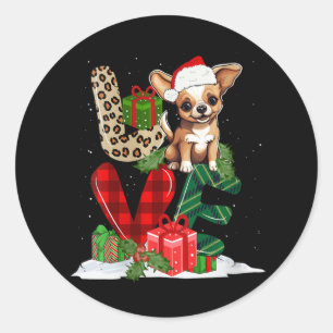 Womens Love Chihuahua Dog Buffalo Plaid Dog Lover  Classic Round Sticker