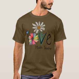 Womens Love Daisy Flower Math Teacher T-Shirt