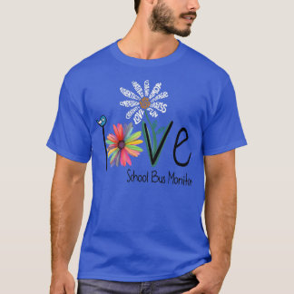 Womens Love Daisy Flower School Bus Monitor Premiu T-Shirt