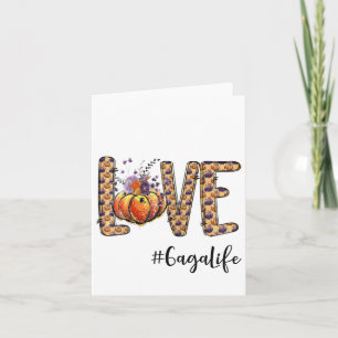 Womens Love Gaga Life Pumpkin Autumn Halloween Card
