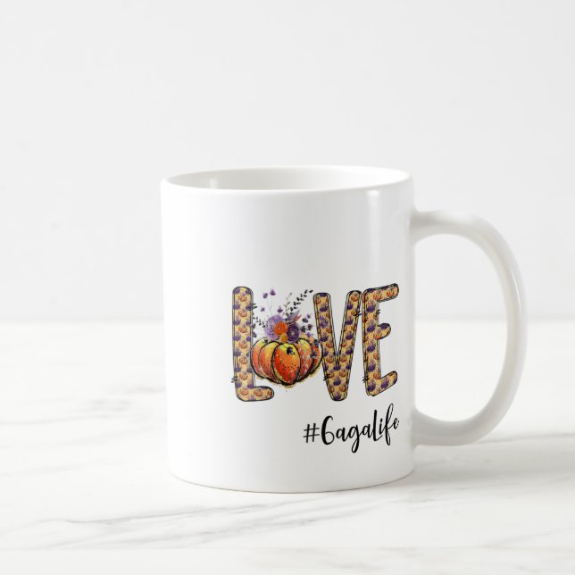 Womens Love Gaga Life Pumpkin Autumn Halloween  Coffee Mug (Right)