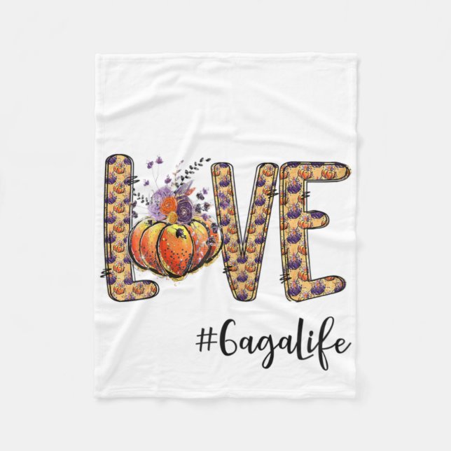 Womens Love Gaga Life Pumpkin Autumn Halloween  Fleece Blanket (Front)