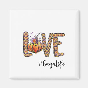 Womens Love Gaga Life Pumpkin Autumn Halloween Magnet