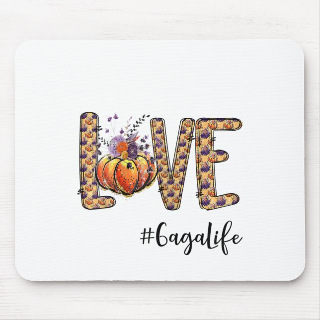 Womens Love Gaga Life Pumpkin Autumn Halloween  Mouse Mat (Front)