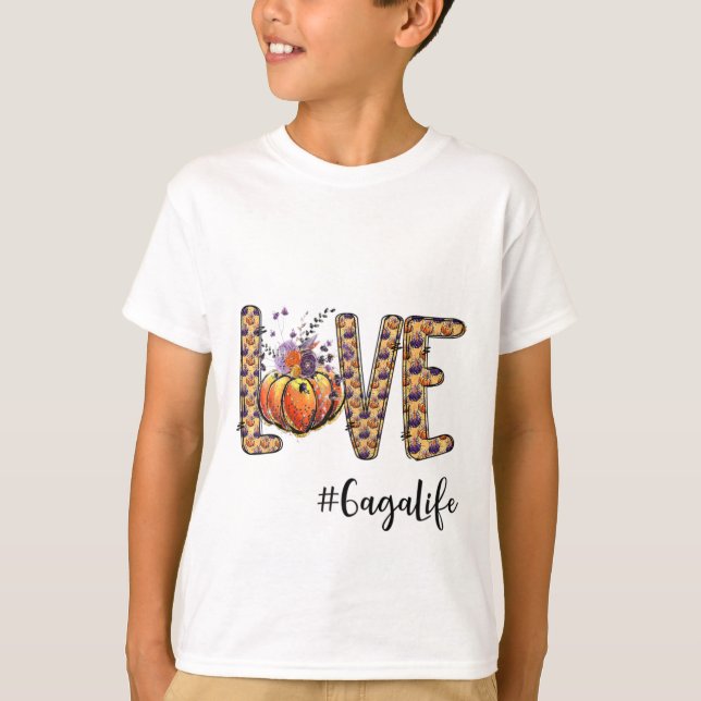 Womens Love Gaga Life Pumpkin Autumn Halloween  T-Shirt (Front)