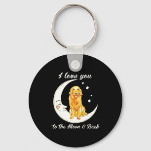 Womens Love Golden Retriever To The Moon And Back  Key Ring