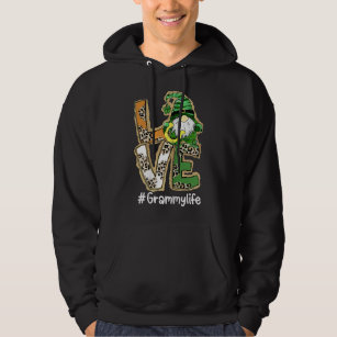 Womens LOVE Grammy Life Gnome Funny St Patrick's D Hoodie