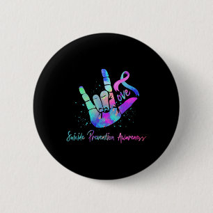 Womens Love Hand Sign Suicide Prevention Awareness 6 Cm Round Badge