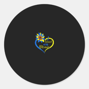Womens Love Heart Ukraine Sunflower I Stand With U Classic Round Sticker