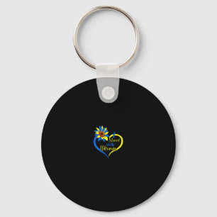 Womens Love Heart Ukraine Sunflower I Stand With U Key Ring