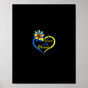 Womens Love Heart Ukraine Sunflower I Stand With U Poster