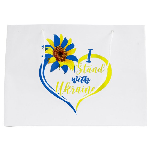 Womens Love Heart Ukraine Sunflower Ukrainian I St Large Gift Bag (Front)