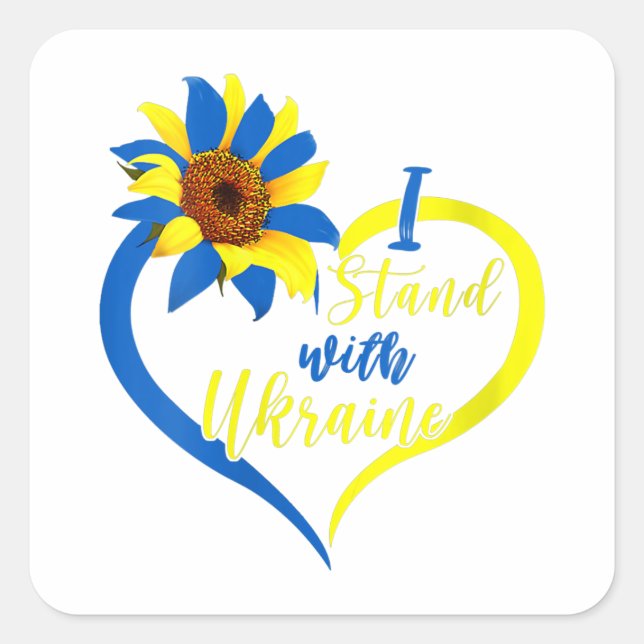 Womens Love Heart Ukraine Sunflower Ukrainian I St Square Sticker (Front)