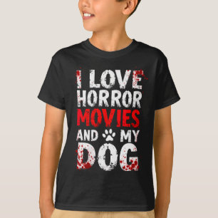 Womens Love Horror Movies Dog Halloween V-Neck T-Shirt