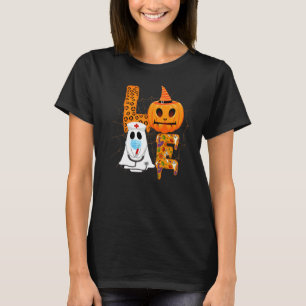 Womens Love Nurse Life Pumpkin Leopard Fall Hallow T-Shirt