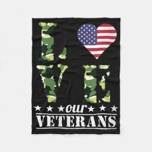 Womens Love Our Veterans Happy Veteran Day Support Fleece Blanket