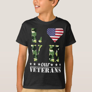 Womens Love Our Veterans Happy Veteran Day Support T-Shirt