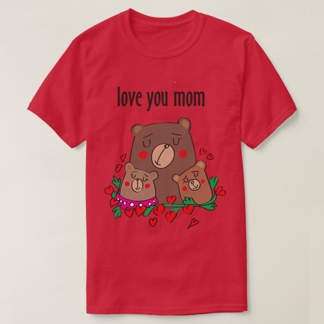 Womens Love you mum Slogan cute Bear family Premiu T-Shirt (Design Front)