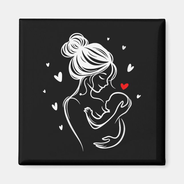 Womens Loving Mum Baby Hug Heart Child Birth V-nec Magnet (Front)