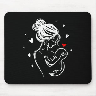 Womens Loving Mum Baby Hug Heart Child Birth V-nec Mouse Mat