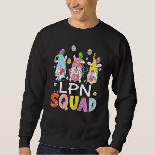 Womens Lpn Squad Bunny Gnome Rabbit Eggs Hunting N Sweatshirt