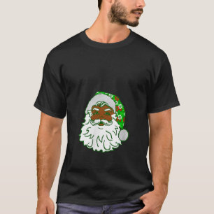 Womens Luau Christmas Hawaiian Black African Santa T-Shirt