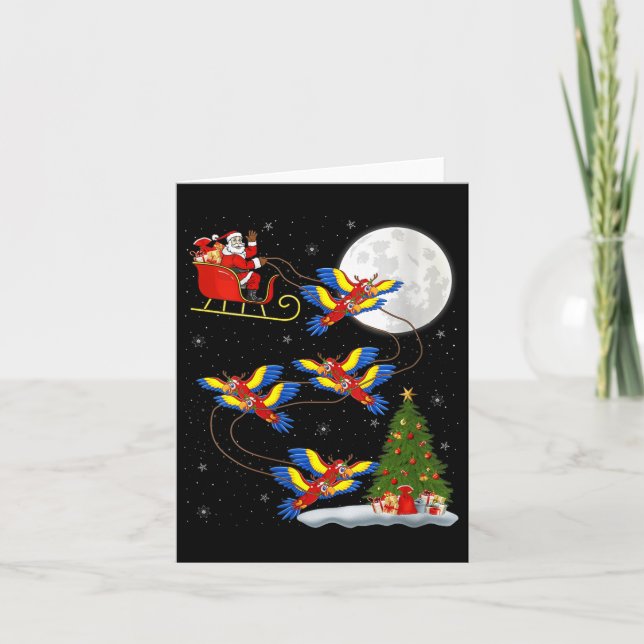 Womens Macaw Parrots Santa Sleigh Flying Funny Mag Card (Front)
