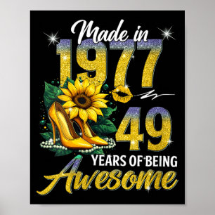 Women's made in 1977 vintage 49th birthday floral poster