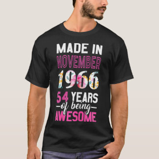Womens Made in November 1966 54th Birthday  Novemb T-Shirt