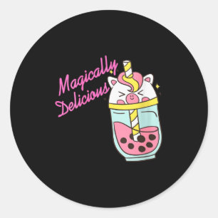 Womens Magically Delicious Unicorn Boba Kawaii Bub Classic Round Sticker