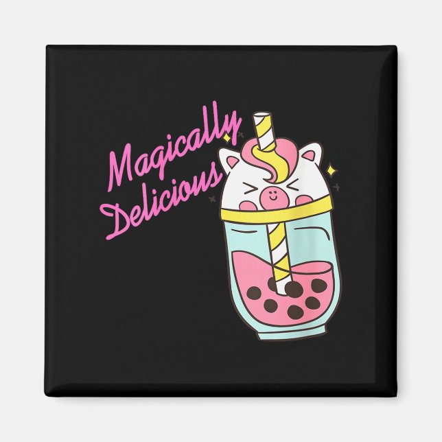 Womens Magically Delicious Unicorn Boba Kawaii Bub Magnet (Front)