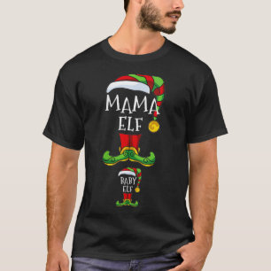 Womens Mama And Baby Elf Pregnancy Matching Family T-Shirt