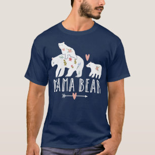 Womens Mama Bear 2 Kids Twin Cubs, Cool Mama Bear T-Shirt