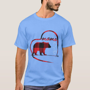 Womens Mama Bear Buffalo Plaid Short Sleeve For W T-Shirt