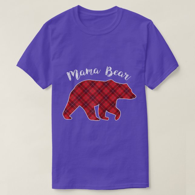 Womens Mama Bear Christmas Pajama Plaid Buffalo Fa T-Shirt (Design Front)