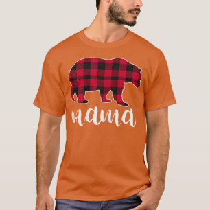 Womens Mama Bear Pajama Red Buffalo Plaid T-Shirt