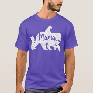 Womens Mama Bear With 3 Cubs, Mummy Bear Shirt, Mo T-Shirt
