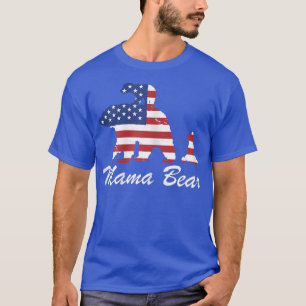 Womens Mama Bear with two Cubs Mother US Flag Mum T-Shirt