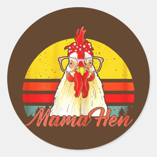 Womens Mama Hen Chicken Mum Crazy Lady Lover Classic Round Sticker (Front)