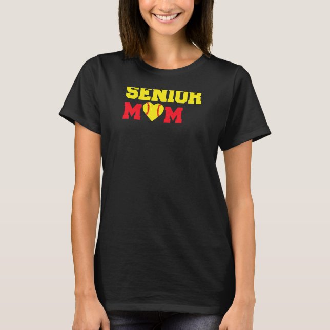 Womens Mama High School Grade Senior Softball Mum  T-Shirt (Front)