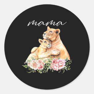 Womens Mama Lioness Shirt New Mum Lion Mummy Gift  Classic Round Sticker