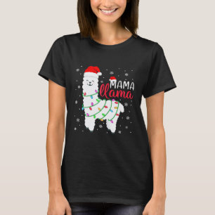 Womens Mama Llama Christmas Llama Mum Alpaca Sant T-Shirt