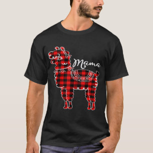 Womens Mama Llama Red Plaid Matching Family Pajama T-Shirt