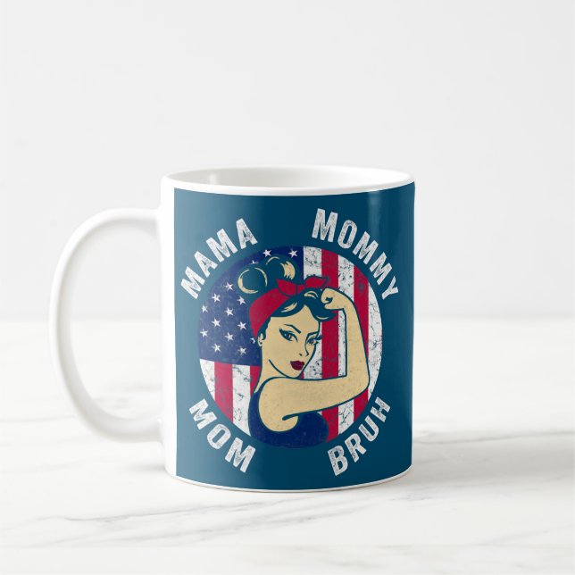 Womens Mama Mummy Mum Bruh Rosie US Flag Mother Coffee Mug (Left)
