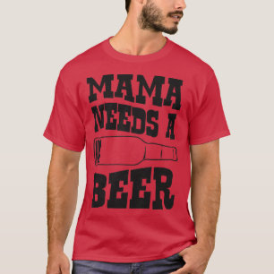 Womens Mama Needs A Beer Funny Low Battery Icon  T-Shirt