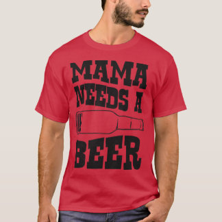 Womens Mama Needs A Beer Funny Low Battery Icon  T-Shirt