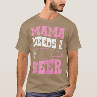Womens Mama Needs A Beer Funny Low Battery Icon T- T-Shirt